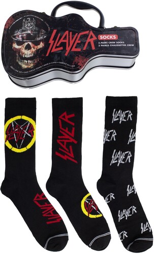 Slayer - Crew Socks (3 Pack Collector Guitar Shape Tin) i gruppen MERCHANDISE / Strumpor / Hårdrock hos Bengans Skivbutik AB (5680199)
