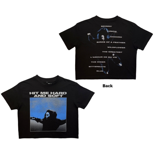 Billie Eilish - Hmhas Tracklist Lady Bl Crop Top i gruppen MERCHANDISE / T-shirt / Kommande / Pop-Rock hos Bengans Skivbutik AB (5681146r)