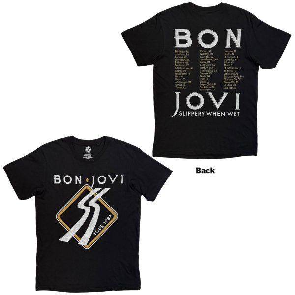 Bon Jovi - Slippery When Wet 87 Uni Bl T-Shirt i gruppen MERCHANDISE / T-shirt / Kommande / Hårdrock hos Bengans Skivbutik AB (5681152r)