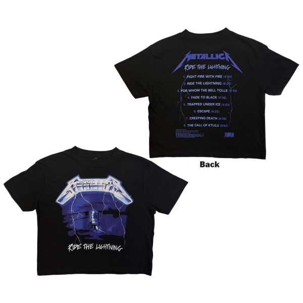 Metallica - Ride The Lightning Lady Bl Crop Top i gruppen MERCHANDISE / T-shirt / Kommande / Pop-Rock hos Bengans Skivbutik AB (5681170r)
