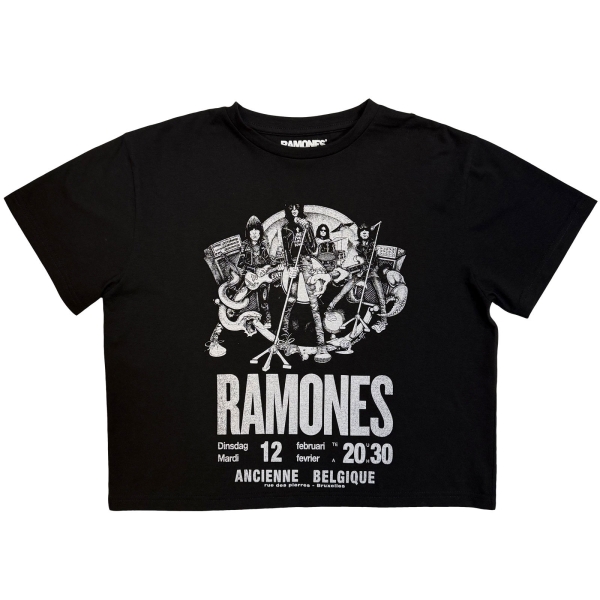 Ramones - Belgique Lady Bl Crop Top i gruppen MERCHANDISE / T-shirt / Kommande / hos Bengans Skivbutik AB (5681184r)
