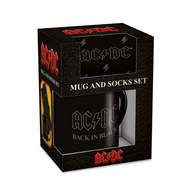 Ac/Dc - Back In Black Mug & Sock Set i gruppen MERCHANDISE / Merch / Hårdrock hos Bengans Skivbutik AB (5683287)