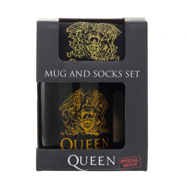 Queen - Logo Mug & Sock Set i gruppen MERCHANDISE / Merch / Pop-Rock hos Bengans Skivbutik AB (5683289)