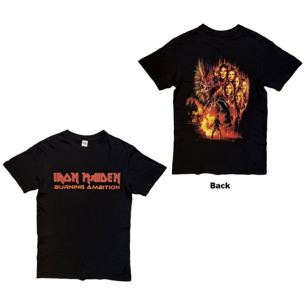Iron Maiden - Burning Ambition Text Logo Uni Bl T-Shirt i gruppen MERCHANDISE / T-shirt / Hårdrock hos Bengans Skivbutik AB (5683522r)