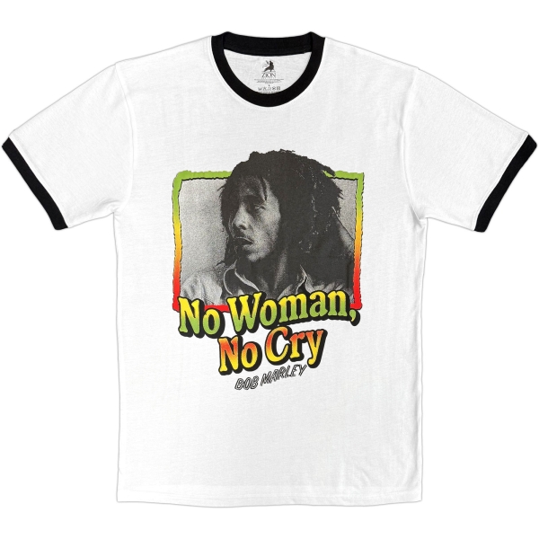 Bob Marley - No Woman, No Cry Ringer Uni Wht T-Shirt i gruppen MERCH / Kläder / T-shirts hos Bengans Skivbutik AB (5685414r)