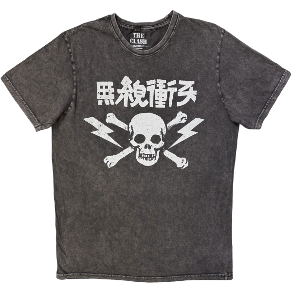 The Clash - Japan Text Stone Wash Uni Char T-Shirt i gruppen MERCH / Kläder / T-shirts hos Bengans Skivbutik AB (5685423r)