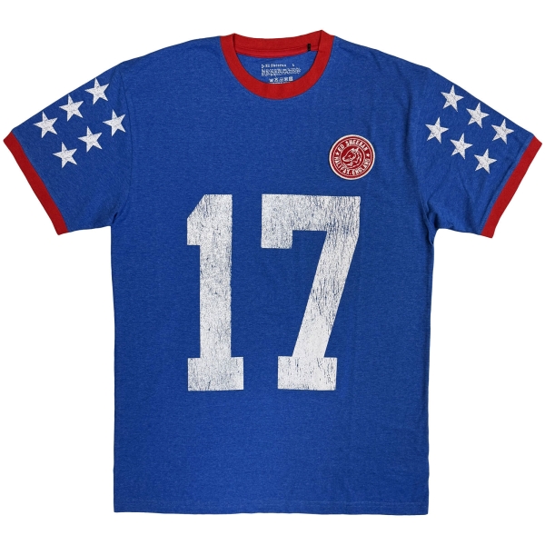 Ed Sheeran - Play 17 Ringer Uni Blue T-Shirt i gruppen MERCH / Kläder / T-shirts hos Bengans Skivbutik AB (5685429r)