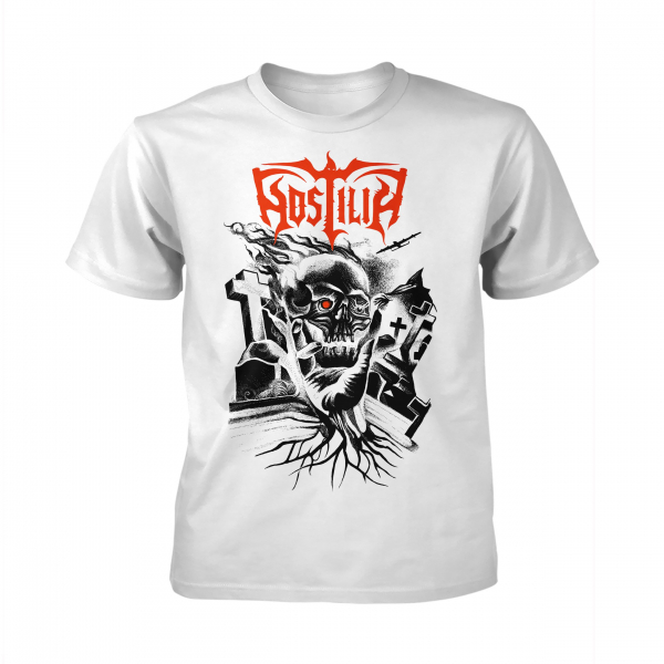 Hostilia - Face The Fire - White (T-Shirt) i gruppen MERCHANDISE / T-shirt / Hårdrock hos Bengans Skivbutik AB (5685550r)