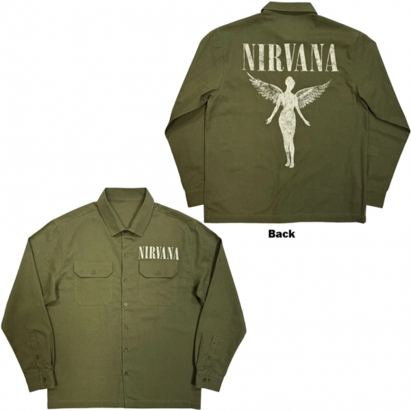Nirvana - In Utero Logo Uni Green Casual Shirt i gruppen MERCH / Kläder / Skjortor & pikéer hos Bengans Skivbutik AB (5686953r)