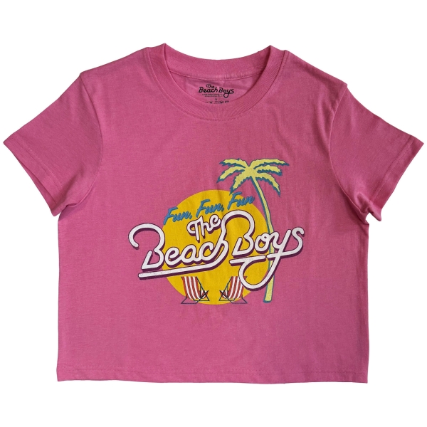 Beach Boys - Fun, Fun, Fun Lady Pink Crop Top i gruppen MERCHANDISE / T-shirt / Nyheter / Pop-Rock hos Bengans Skivbutik AB (5692973r)