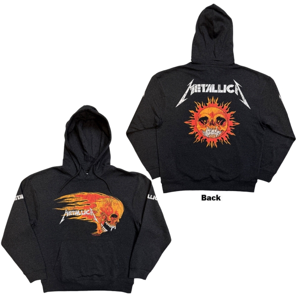 Metallica - Worn Pushead Flaming Skull Uni Char Hoodie i gruppen MERCHANDISE / Hoodies / Nyheter / Hårdrock hos Bengans Skivbutik AB (5693002r)