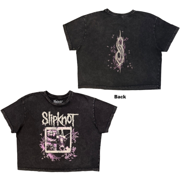 Slipknot - Butterfly Goatee Stone Wash Lady Char Crop Top i gruppen MERCHANDISE / T-shirt / Nyheter / Hårdrock hos Bengans Skivbutik AB (5693023r)