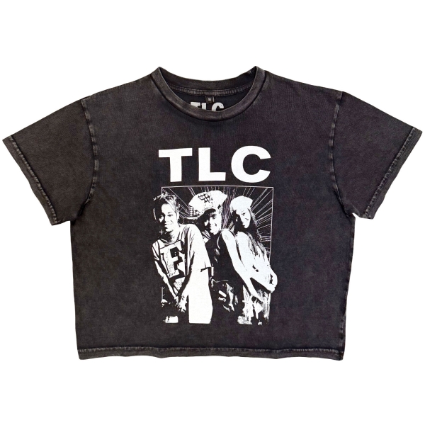 Tlc - Mono Group Photo Stone Wash Lady Char Crop Top i gruppen MERCHANDISE / T-shirt / Nyheter / RnB-Soul hos Bengans Skivbutik AB (5693030r)