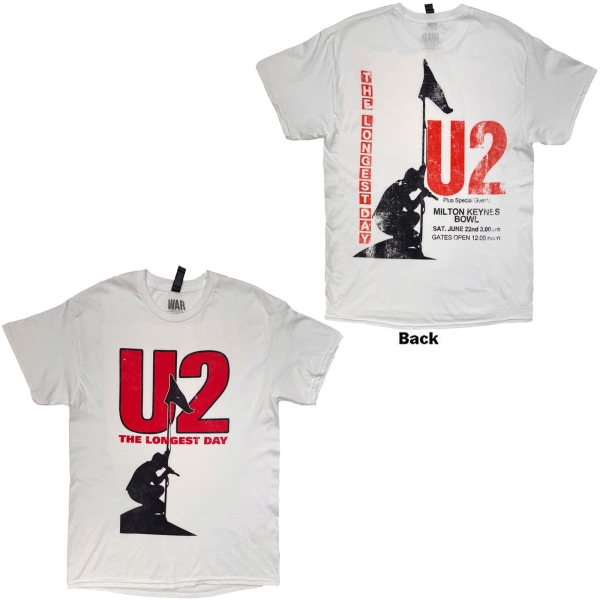 U2 - The Longest Day Uni Wht T-Shirt i gruppen MERCHANDISE / T-shirt / Nyheter / Pop-Rock hos Bengans Skivbutik AB (5695050r)