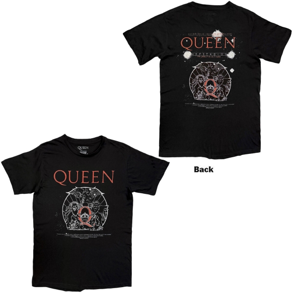 Queen - Budapest Iconic Poster Crest Uni Bl T-Shirt i gruppen MERCHANDISE / T-shirt / Nyheter / Pop-Rock hos Bengans Skivbutik AB (5695336r)