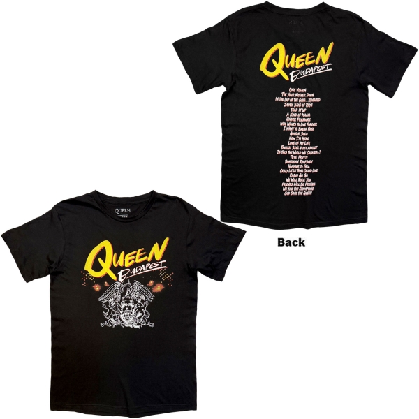Queen - Budapest Setlist Uni Bl T-Shirt i gruppen MERCH hos Bengans Skivbutik AB (5695337r)
