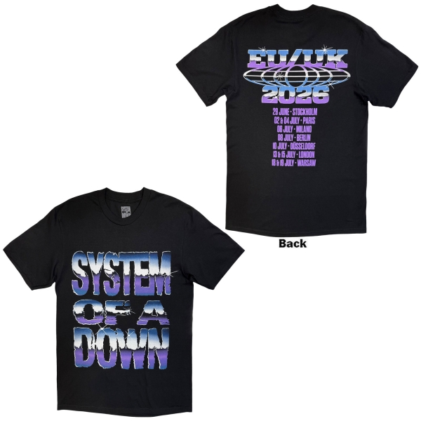System Of A Down - Metallic Logo Tour 26 Uni Bl T-Shirt i gruppen MERCHANDISE / T-shirt / Nyheter / Hårdrock hos Bengans Skivbutik AB (5695351r)
