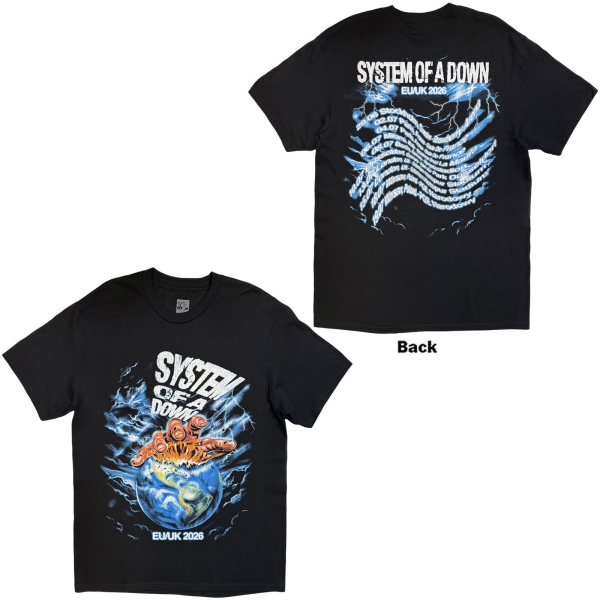 System Of A Down - Hand/Globe Tour 26 Uni Bl T-Shirt i gruppen MERCHANDISE / T-shirt / Nyheter / Hårdrock hos Bengans Skivbutik AB (5695352r)