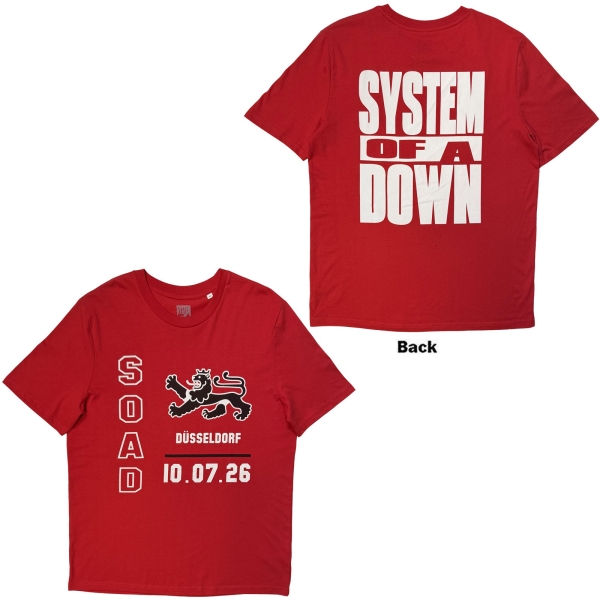 System Of A Down - Dusseldorf Event Tour 26 Uni Red T-Shirt i gruppen MERCHANDISE / T-shirt / Nyheter / Hårdrock hos Bengans Skivbutik AB (5695355r)