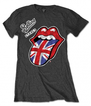 R: Rolling Stones British Tongue Charcoal Ladies T in the group Minishops / Rolling Stones at Bengans Skivbutik AB (V-2628383)