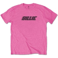 Billie Eilish -  Unisex Tee Pink  Racer Logo & Blohsh (Back Print) (M)