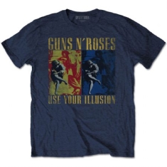 Guns N Roses - Guns n roses Unisex Tee: USe Your Illusion Navy