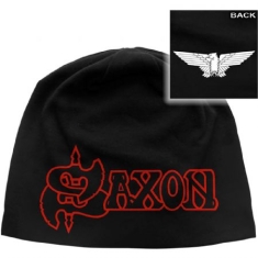 Saxon - Saxon Unisex Beanie Hat: Logo & Eagle (Back Print)
