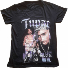 Tupac - All Eyez Blue Homage (Large) Ladies Black T-Shirt