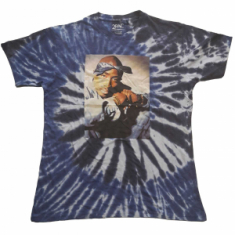 Tupac - Photo Swirl Wash Collection (Small) Ladies Blue T-Shirt