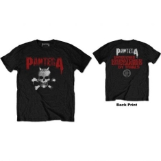 Pantera - Unisex T-Shirt: Horned Skull Stencil (Back Print) (Large)