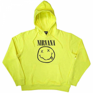 Nirvana - Unisex Pullover Hoodie: Inverse Happy Face (Neon Yellow)