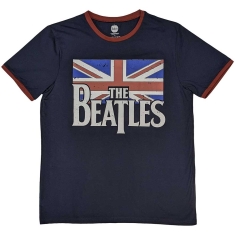 The Beatles - Drop T Logo & Vintage Flag Ringer Uni Na