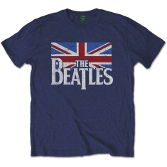 The Beatles - Drop T Logo & Vintage Flag Uni Navy   