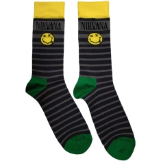 Nirvana - Smiley & Logo Str.. Grey Socks (Eu 39-45