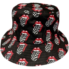 Rolling Stones - Checker Tongue Pattern Char Bucket Hat:L