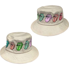 Rolling Stones - Multi Tongue Pattern Natrl Bucket Hat:L