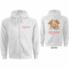 Queen - Classic Crest Lady Wht Zip Hoodie 