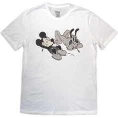 Disney - Mickey & Pluto Relax Uni Wht T-Shirt