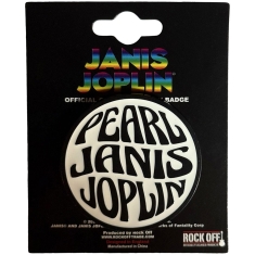 Janis Joplin - Pearl Emblem Mono Pin Badge