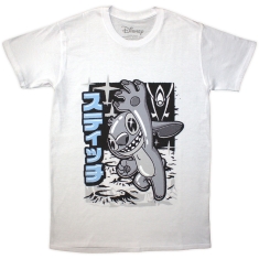 Disney - Stitch Jump B&W Uni Wht T-Shirt