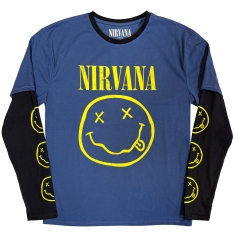 Nirvana - Yellow Happy Face Uni Denim/Bl Layered Longsleeve