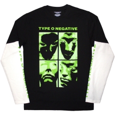 Type O Negative - Faces Uni Bl/Wht Layered Longsleeve