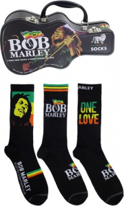 Bob Marley - Logos Guitar Tin Uni 3-Pack Socks
