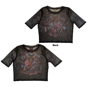 Ramones - Graffiti Illustration Lady Bl Mesh Crop T-Shirt