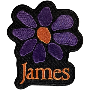James - Orange Logo Purple Daisy Woven Patch