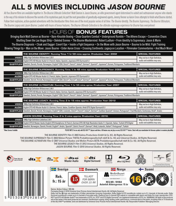 Movie - Bourne 1-5 Collection Bd S-T