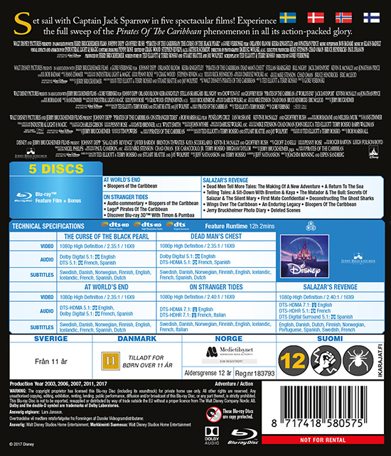 Movie - Pirates Of The Caribbean 1-5 Bd Box/Scan
