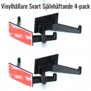 Vinyltillbehör - Vinylhållare Svart Självhäftande 4-pack