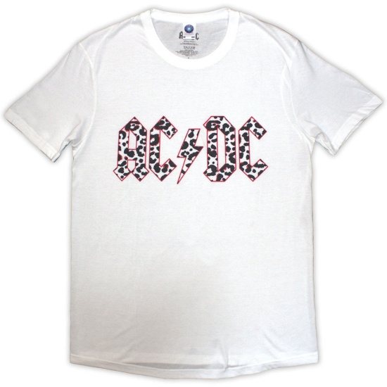 Ac/Dc - Mono Leopard Print Logo Lady Wht   
