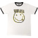 Nirvana - Double Smiley Ringer Uni Wht Nirvana - Double Smiley Ringer Uni Wht